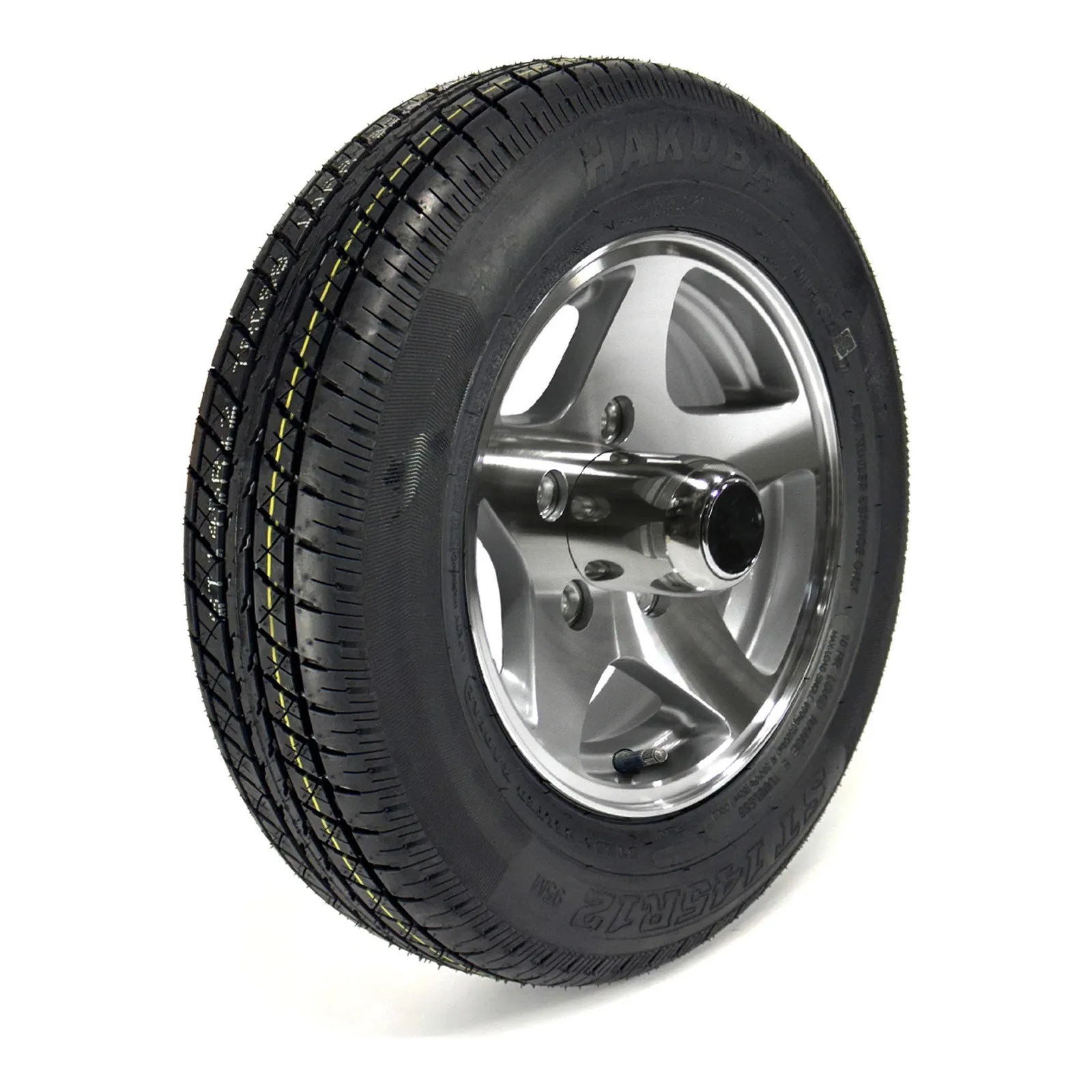Hakuba Radial 145R12 10 Ply Tire on 5 holes Silver Five Star Alloy Rim