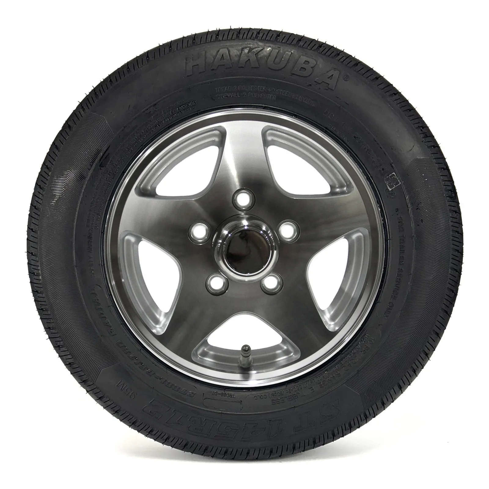 Hakuba Radial 145R12 10 Ply Tire on 5 holes Silver Five Star Alloy Rim