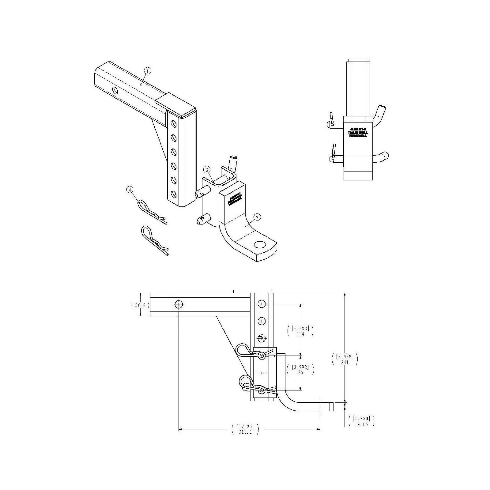 6000/600lb 2" x 2" Adjustable Drawbar