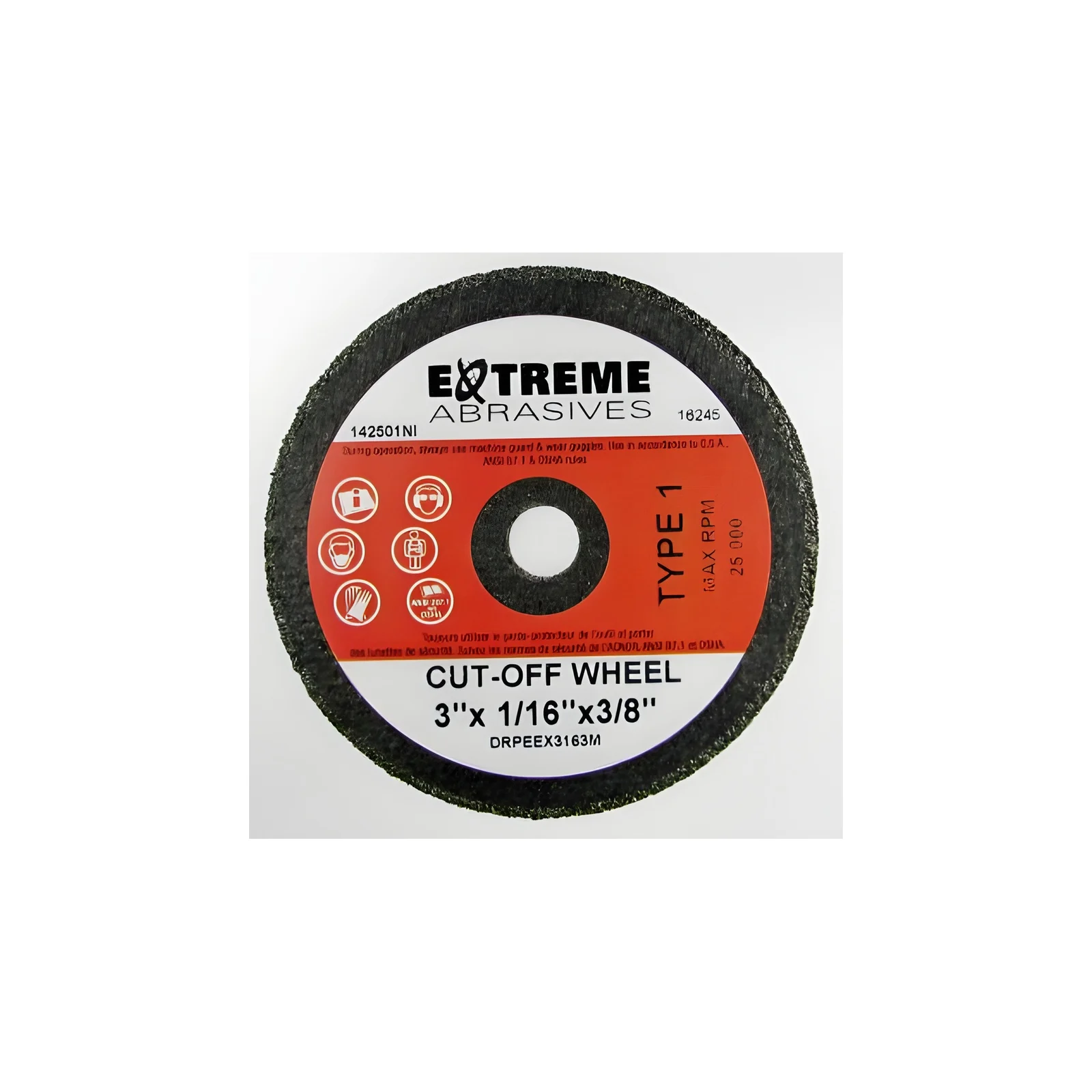 Disque pour couper A60-R-BF Type 1, 3" x 1/16" x 3/8" (50 unités) Extreme Abrasives DRPEEX3163M-50