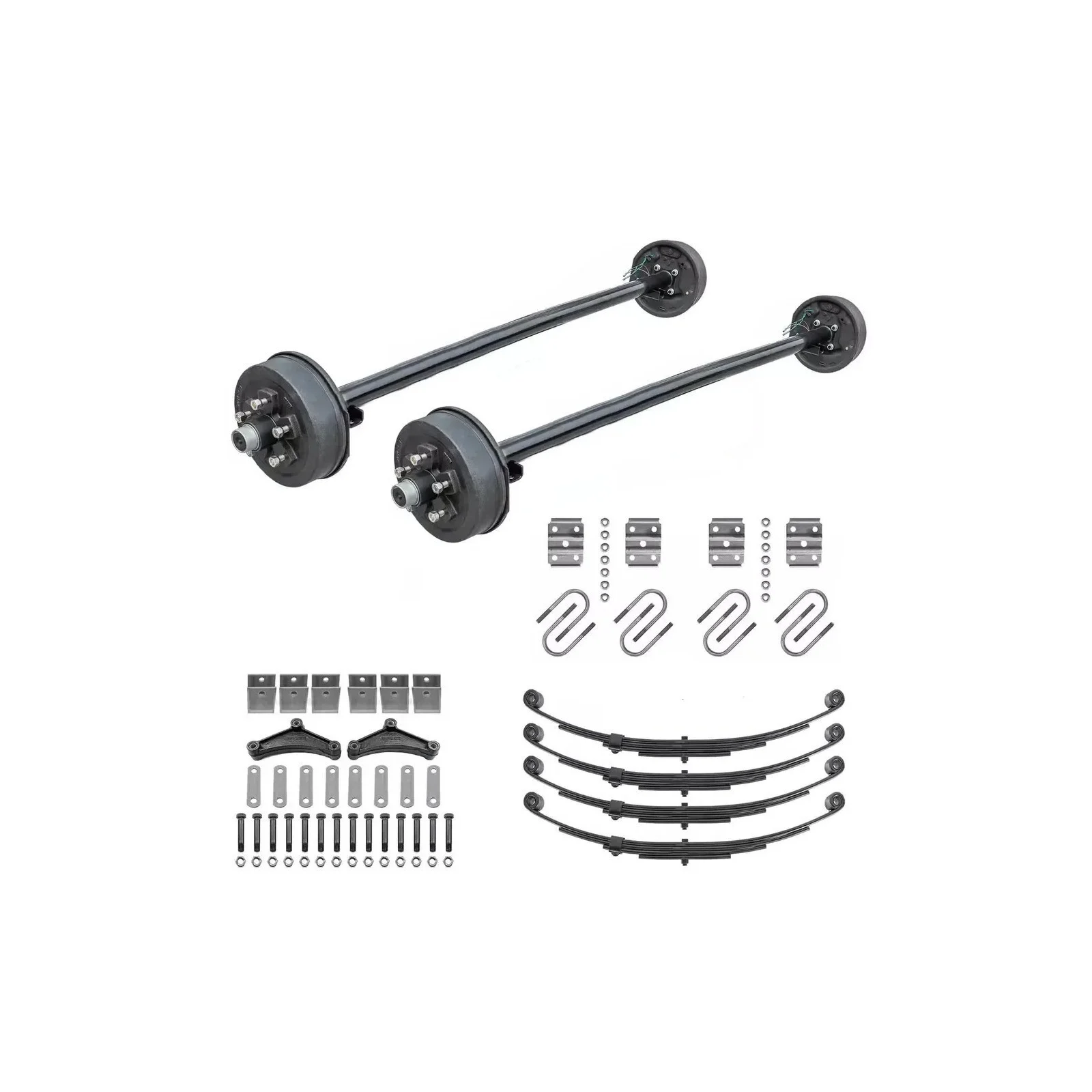 3500lb Straight Tandem Trailer Axle With 5 Stud Electric Brakes Complete Kit