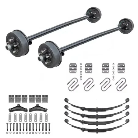3500lb Straight Tandem Trailer Axle With 5 Stud Electric Brakes Complete Kit