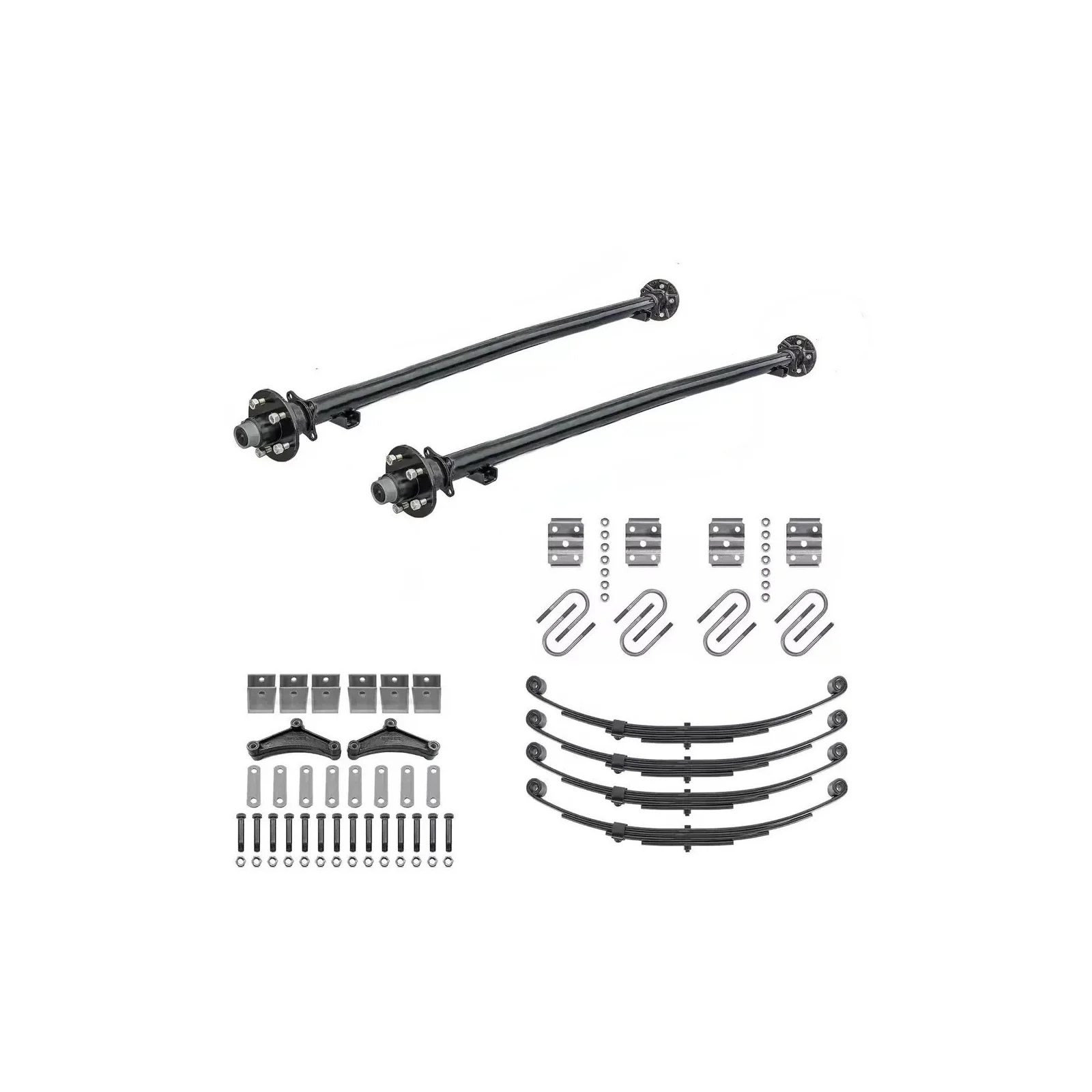 3500lb Straight Tandem Trailer Axle With 5 Stud Hubs Complete Kit