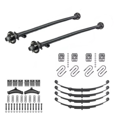 3500lb Straight Tandem Trailer Axle With 5 Stud Hubs Complete Kit