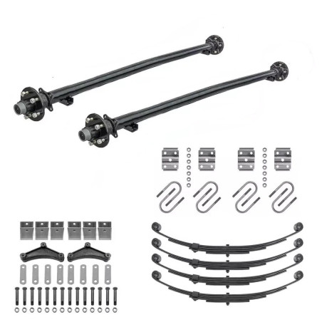 Ensemble Complet Essieu De Remorque Tandem Droit Avec Moyeux 5 Goujons 3500lb HD