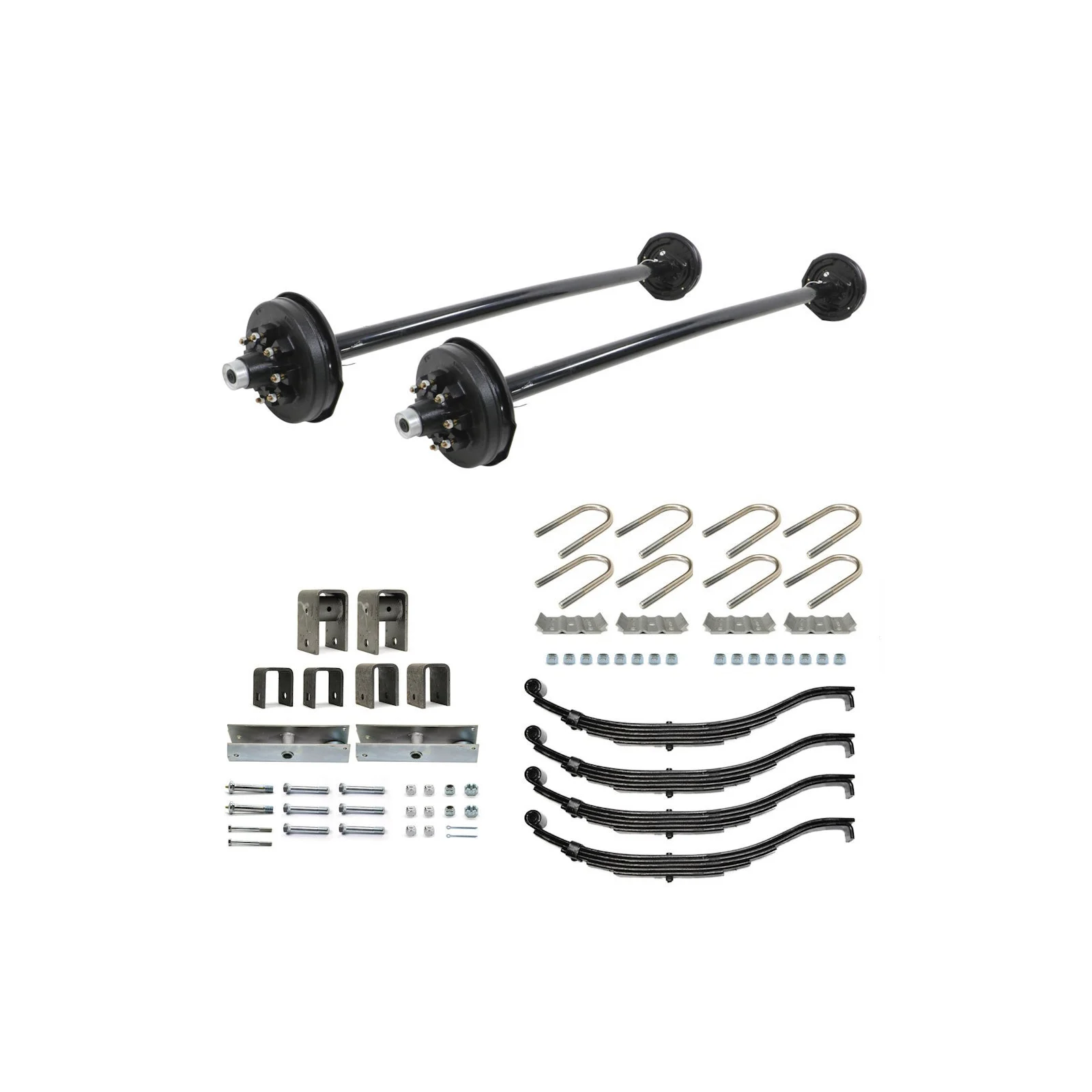 7000lb Straight Tandem Trailer Axle With 8 Stud Electric Brakes Complete Kit