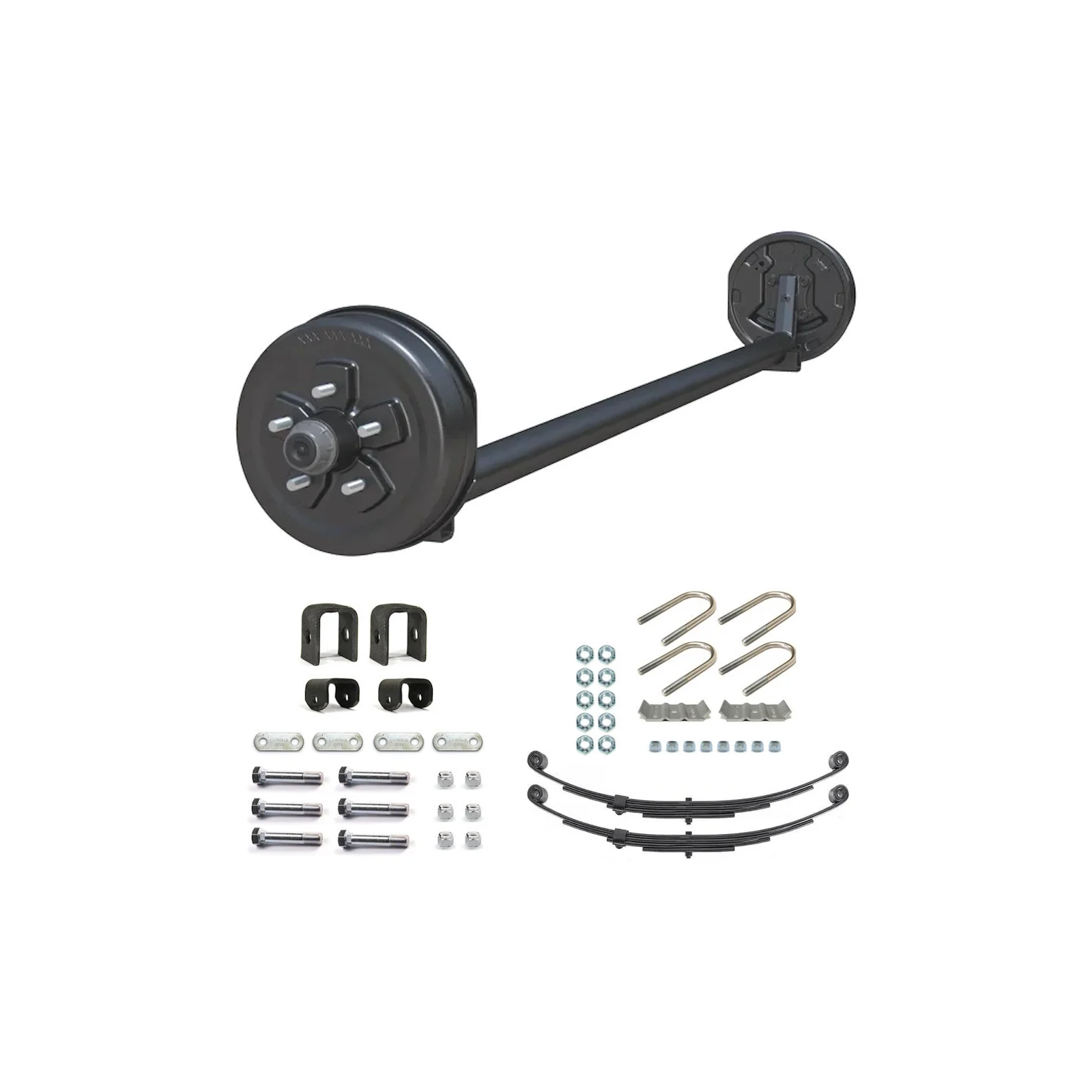 3500lb 4" Drop Simple Trailer Axle With 5 Stud Electric Brakes Complete Kit