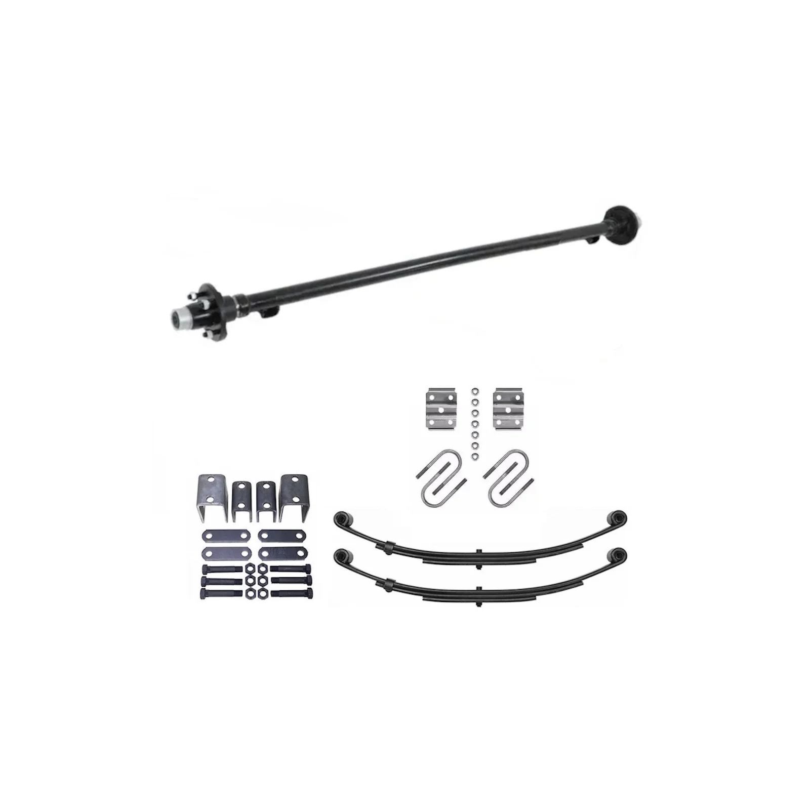 Ensemble Complet Essieu De Remorque Simple Droit Avec Moyeux 4 Goujons 2500lb