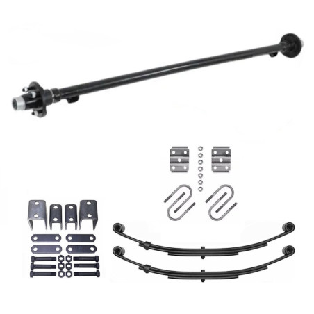2500lb Straight Simple Trailer Axle With 4 Stud Hubs Complete Kit