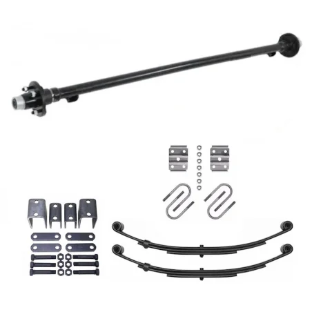 Ensemble Complet Essieu De Remorque Simple Droit Avec Moyeux 4 Goujons 2500lb