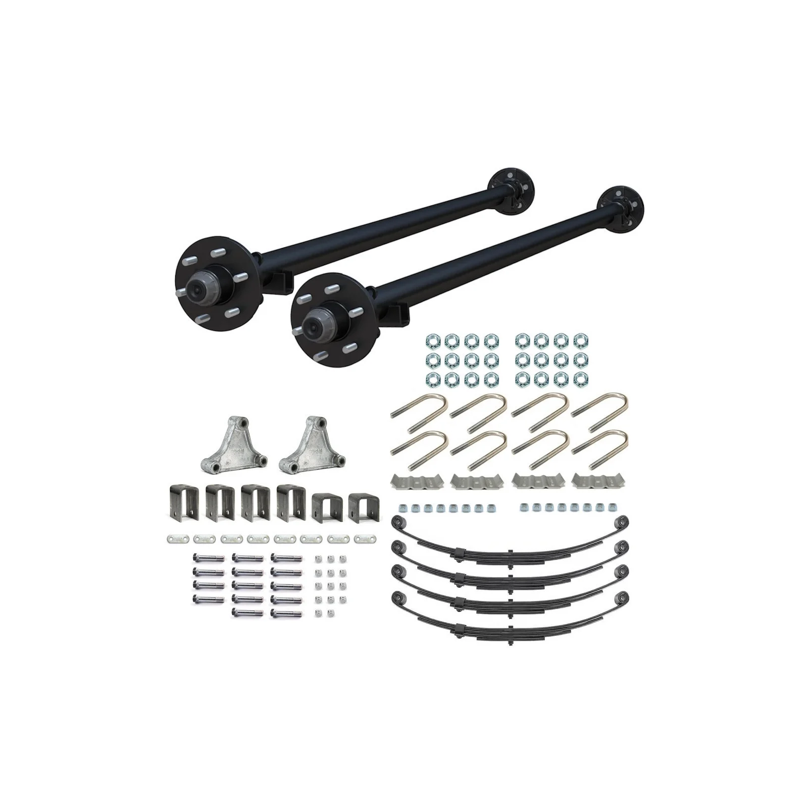 Ensemble Complet Essieu De Remorque Tandem Droit Avec Moyeux 6 Goujons 5200lb