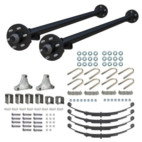 Ensemble Complet Essieu De Remorque Tandem Droit Avec Moyeux 6 Goujons 5200lb
