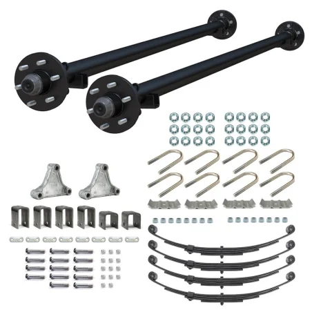 Ensemble Complet Essieu De Remorque Tandem Droit Avec Moyeux 6 Goujons 5200lb