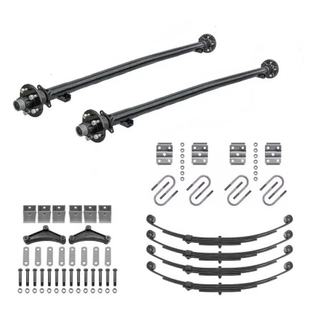 Ensemble Complet Essieu De Remorque Tandem Droit Avec Moyeux 5 Goujons 2500lb