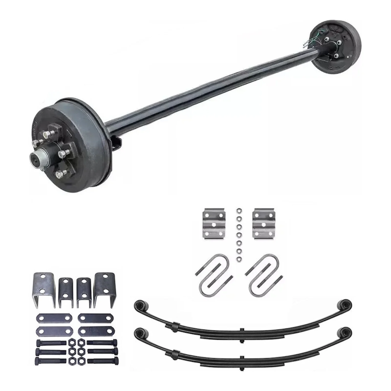 2500lb Straight Simple Trailer Axle With 5 Stud Electric Brakes Complete Kit