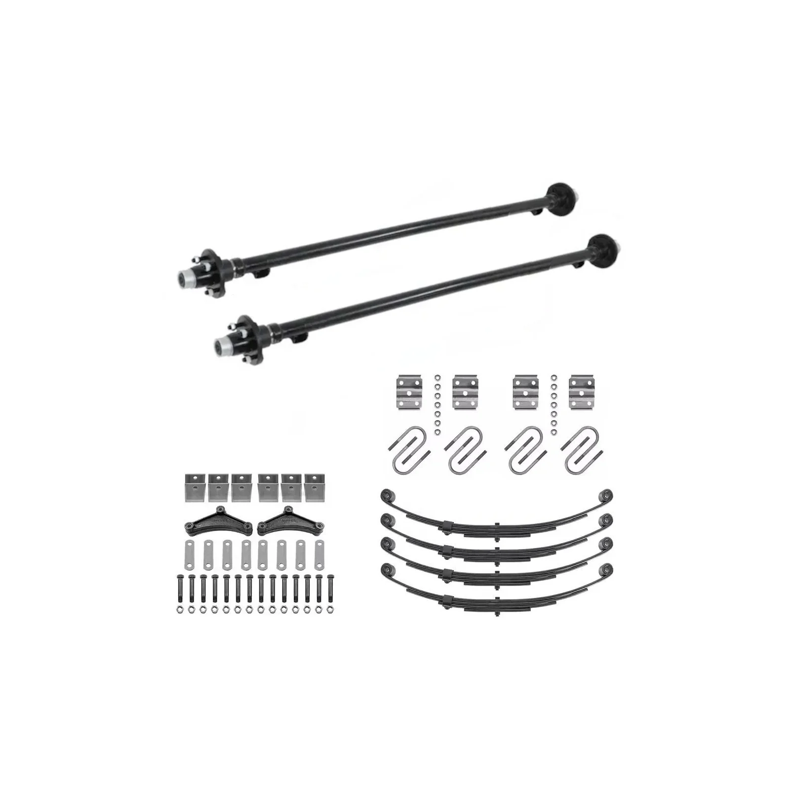 2500lb Straight Tandem Trailer Axle With 4 Stud Hubs Complete Kit