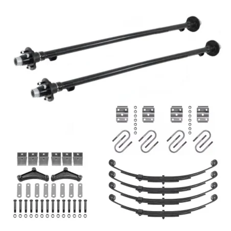 2500lb Straight Tandem Trailer Axle With 4 Stud Hubs Complete Kit