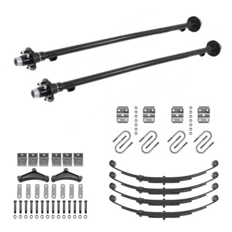 Ensemble Complet Essieu De Remorque Tandem Droit Avec Moyeux 4 Goujons 2500lb