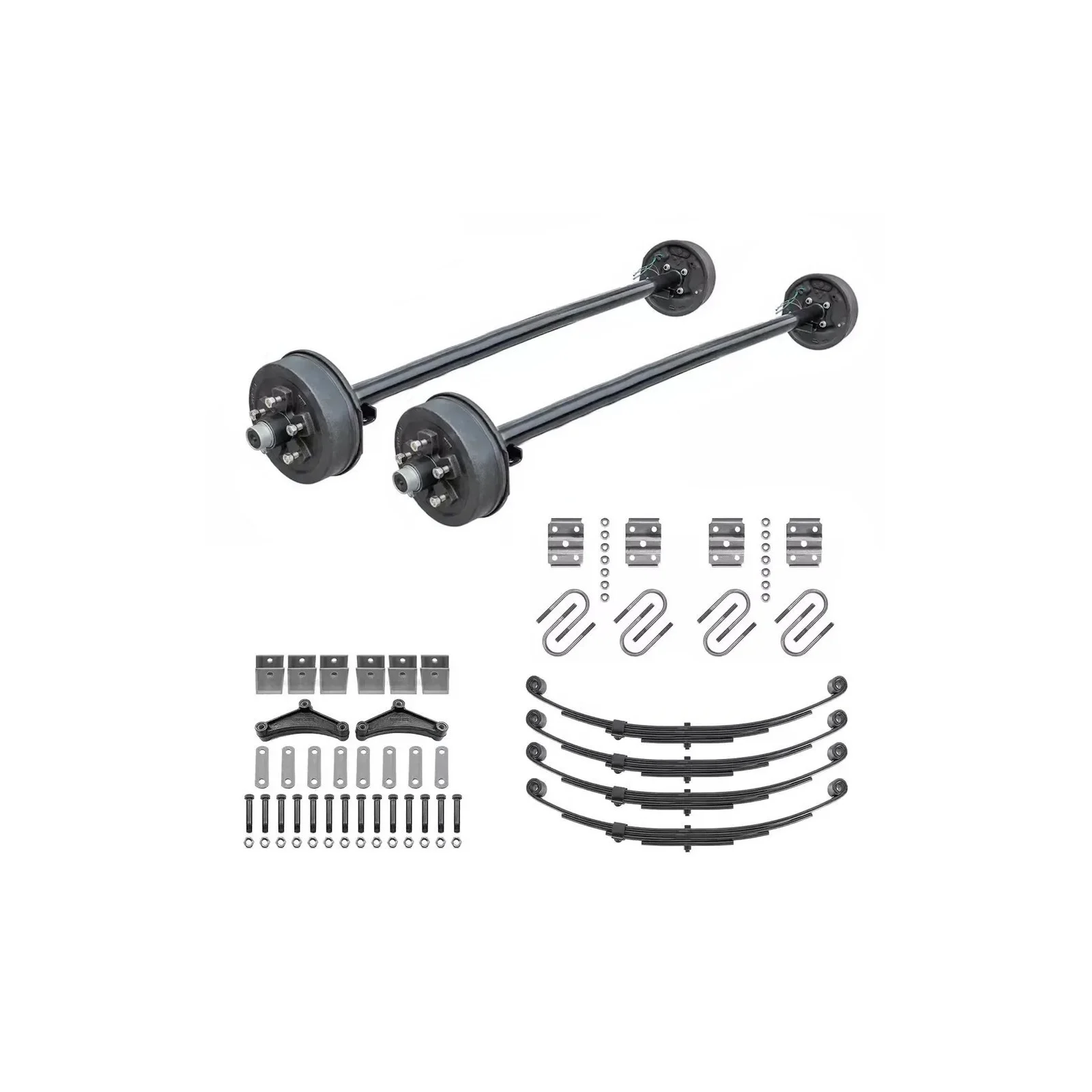 2500lb Straight Tandem Trailer Axle With 5 Stud Electric Brakes Complete Kit