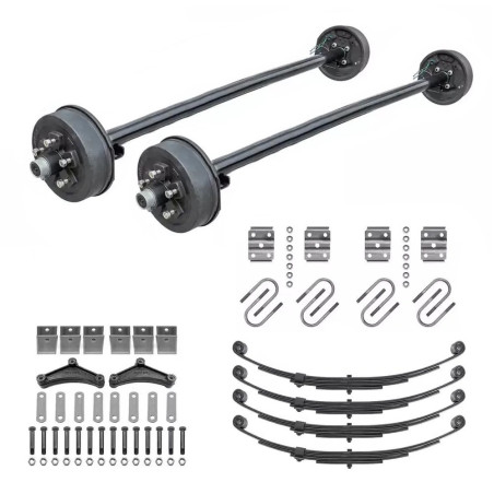 2500lb Straight Tandem Trailer Axle With 5 Stud Electric Brakes Complete Kit