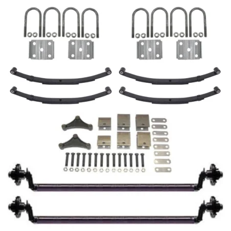 HD 3500lb 4" Drop Tandem Trailer Axle With 5 Stud Hubs Complete Kit