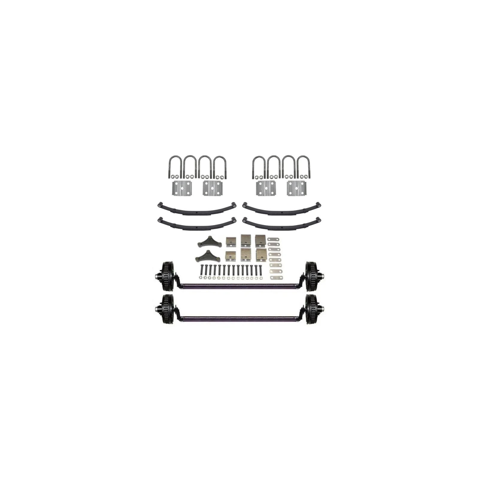 Ensemble Complet Essieu De Remorque Tandem Surbaissé De 4" Avec Freins Électriques 5 Goujons 3500lb HD
