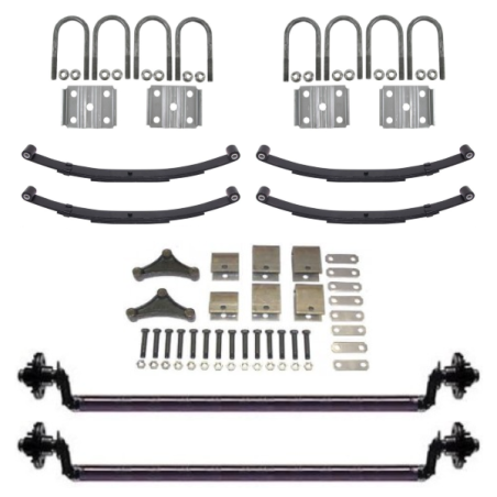 Ensemble Complet Essieu De Remorque Tandem Surbaissé De 4" Avec Moyeux 6 Goujons 5200lb