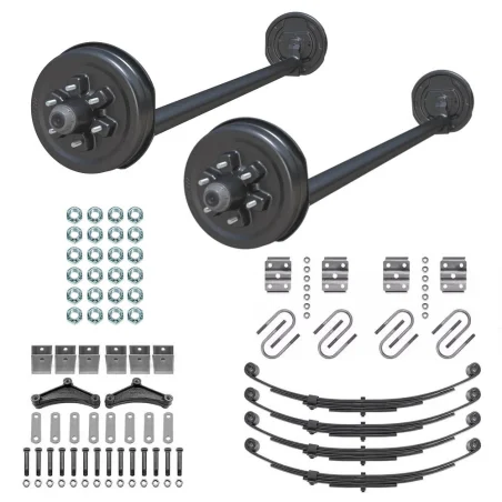 5200lb 4" Drop Tandem Trailer Axle With 6 Stud Electric Brakes Complete Kit