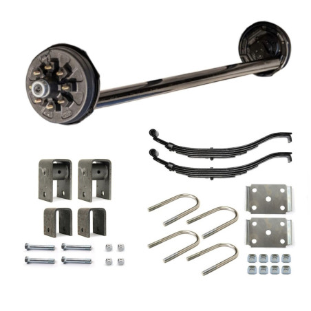 7000lb 4" Drop Simple Trailer Axle With 8 Stud Electric Brakes Complete Kit