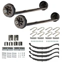 7000lb 4" Drop Tandem Trailer Axle With 8 Stud Electric Brakes Complete Kit