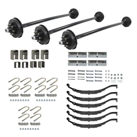 7000lb Straight Triple Trailer Axle With 8 Stud Electric Brakes Complete Kit