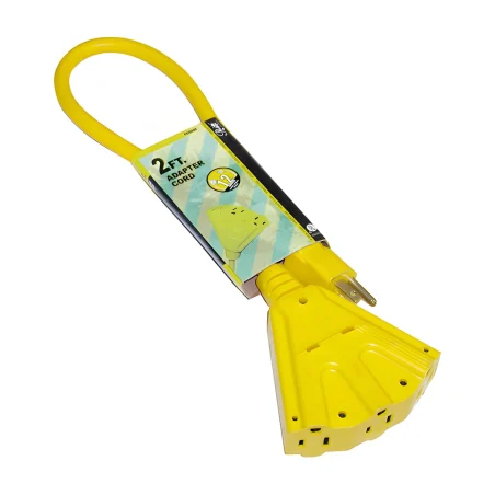 Adaptateur de rallonge 3 prises jaune 2' Rodac 06-PT661202T