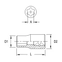 Genius 252505 star Chrome socket E-star E-5 x 1/4" Dr.