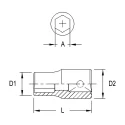 6-Point Chrome Socket 1/4" Dr. x 4 mm MET - Genius 222504