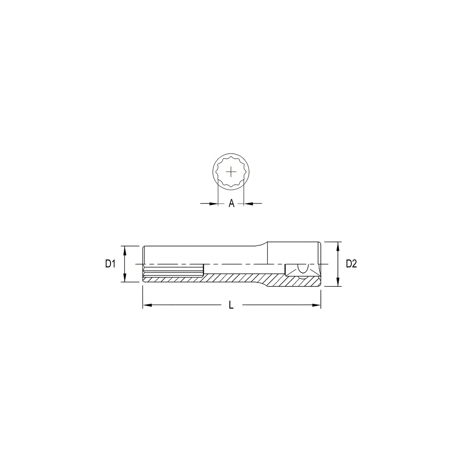 Genius 275208 SAE deep chrome socket 1/4" x 1/4" Dr.