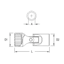 Genius 355612 MET Universal Chrome Socket 12 pt. 12mm x 3/8" Dr.