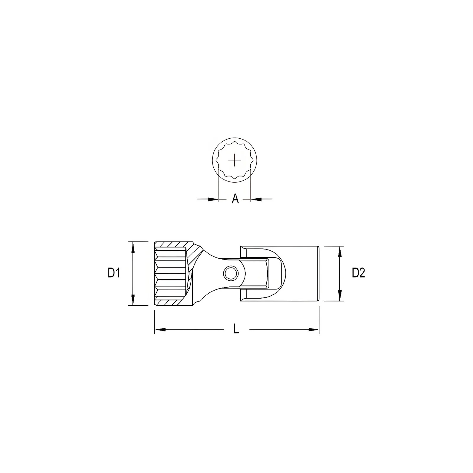 Genius 355612 MET Universal Chrome Socket 12 pt. 12mm x 3/8" Dr.
