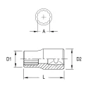 12-Point Chrome Socket 1/4" Dr. x 8 mm MET - Genius 232508