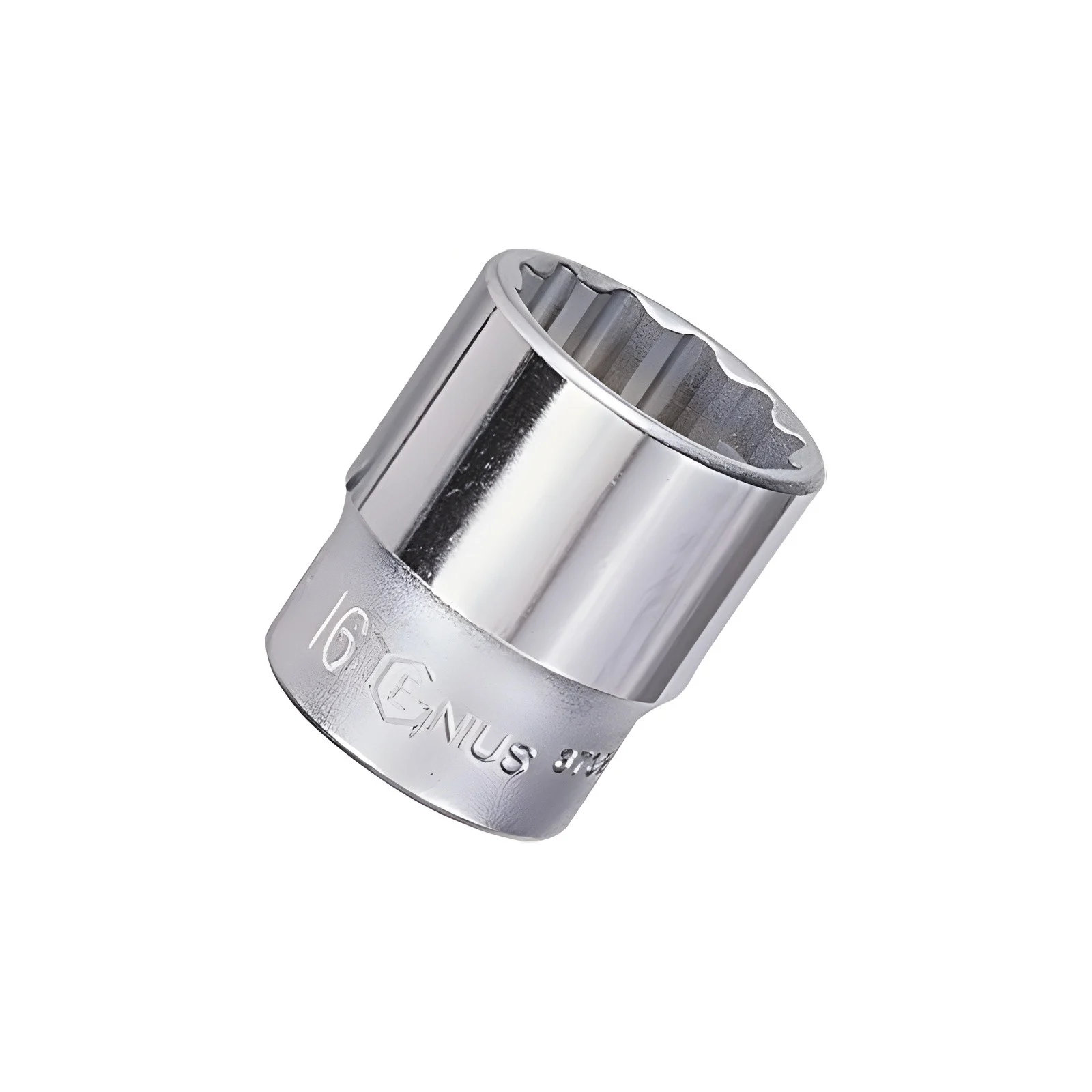 12-Point Chrome Socket 3/8" Dr. x 16 mm MET - Genius 333216