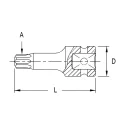 Genius 4476S55 Star impact socket T-55 x 76mm x 1/2" Dr.