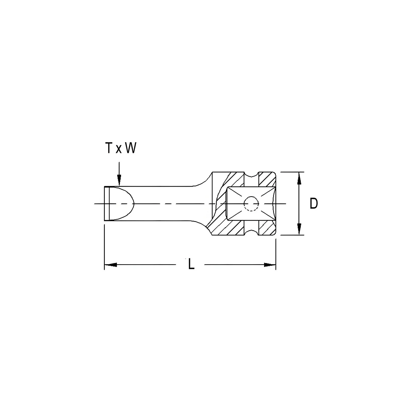 Genius 4460P16 Slotted impact head driver 2.5mm x 16mm x 60mm x 1/2" Dr.