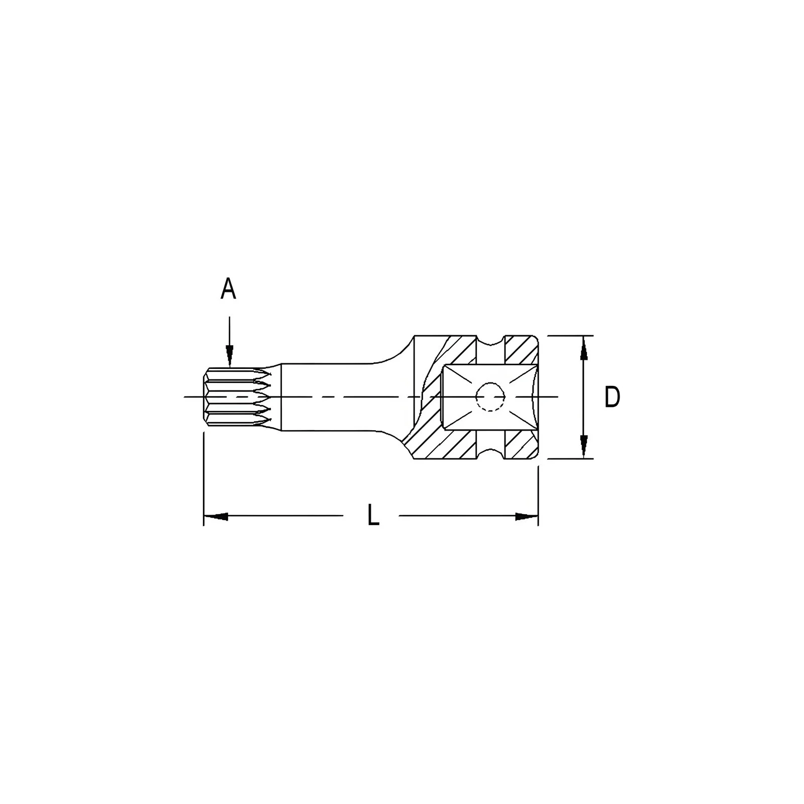 Douille à chocs à embout triple carré 1/2" x M16 x 76mm Genius 4476T16
