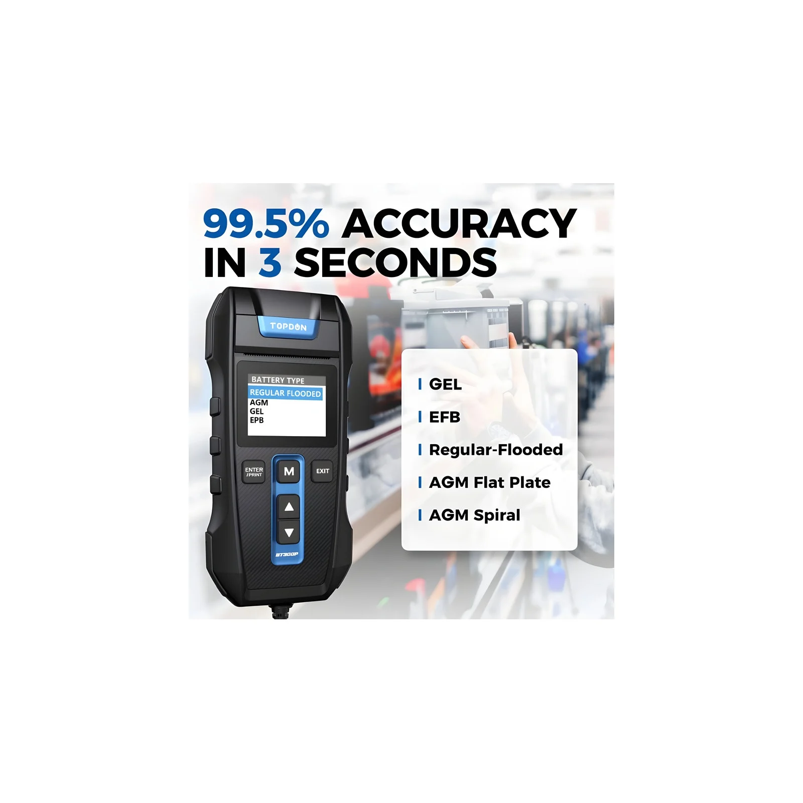 12 V Battery Analyzer with Printer TOPDON BT300P