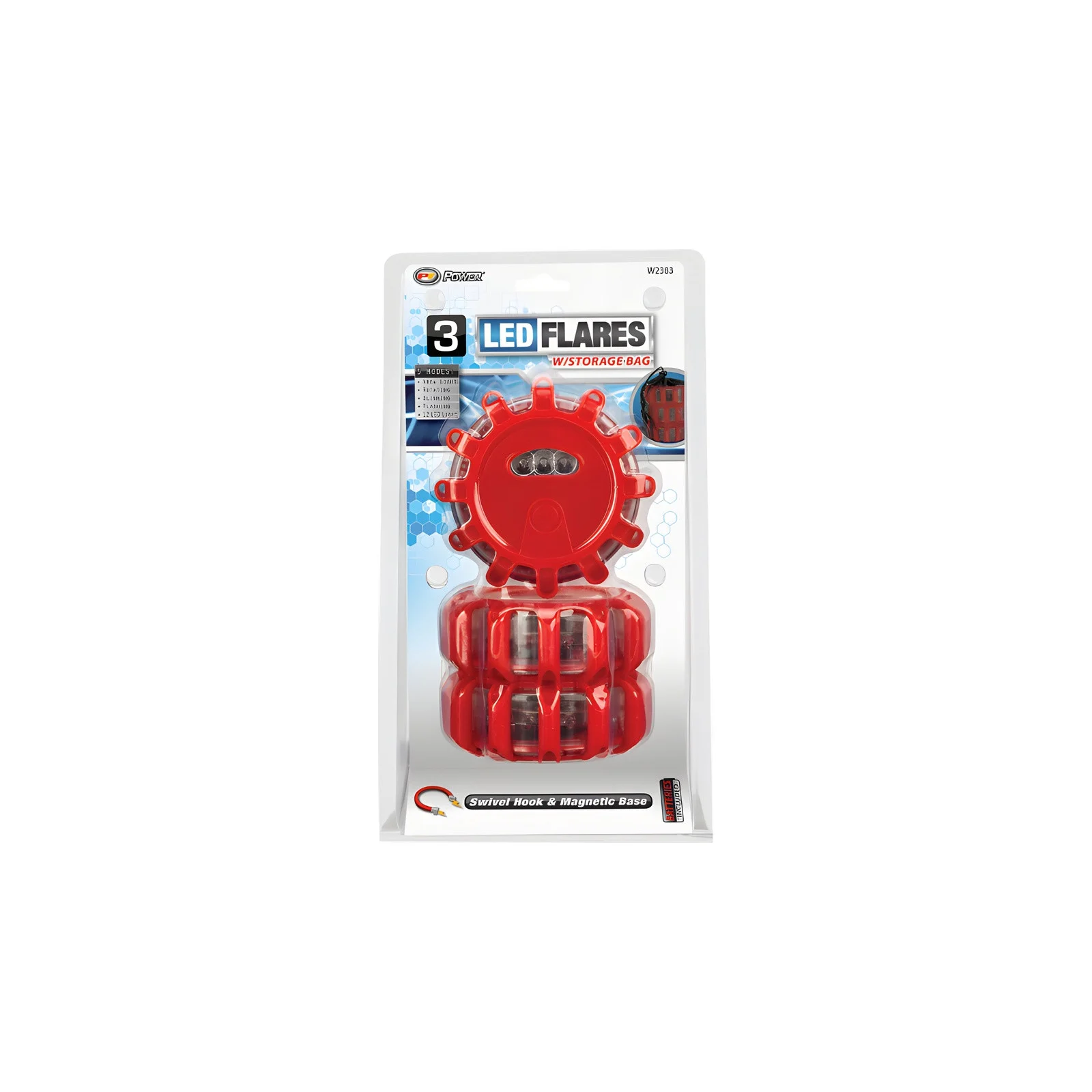 LED emergency road flares with bag (pack of 3)