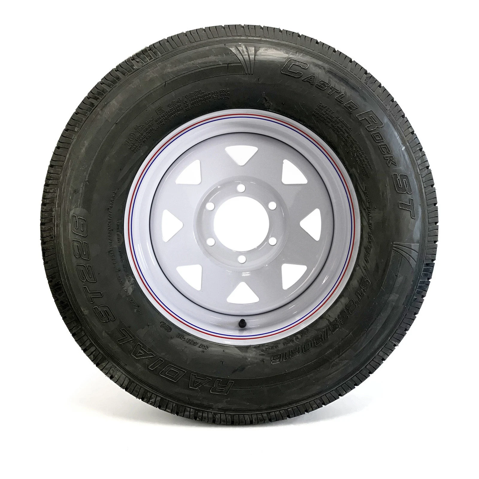 Castle Rock Radial 235/80R16 10 Ply Tire on 6 holes White Rally Rim