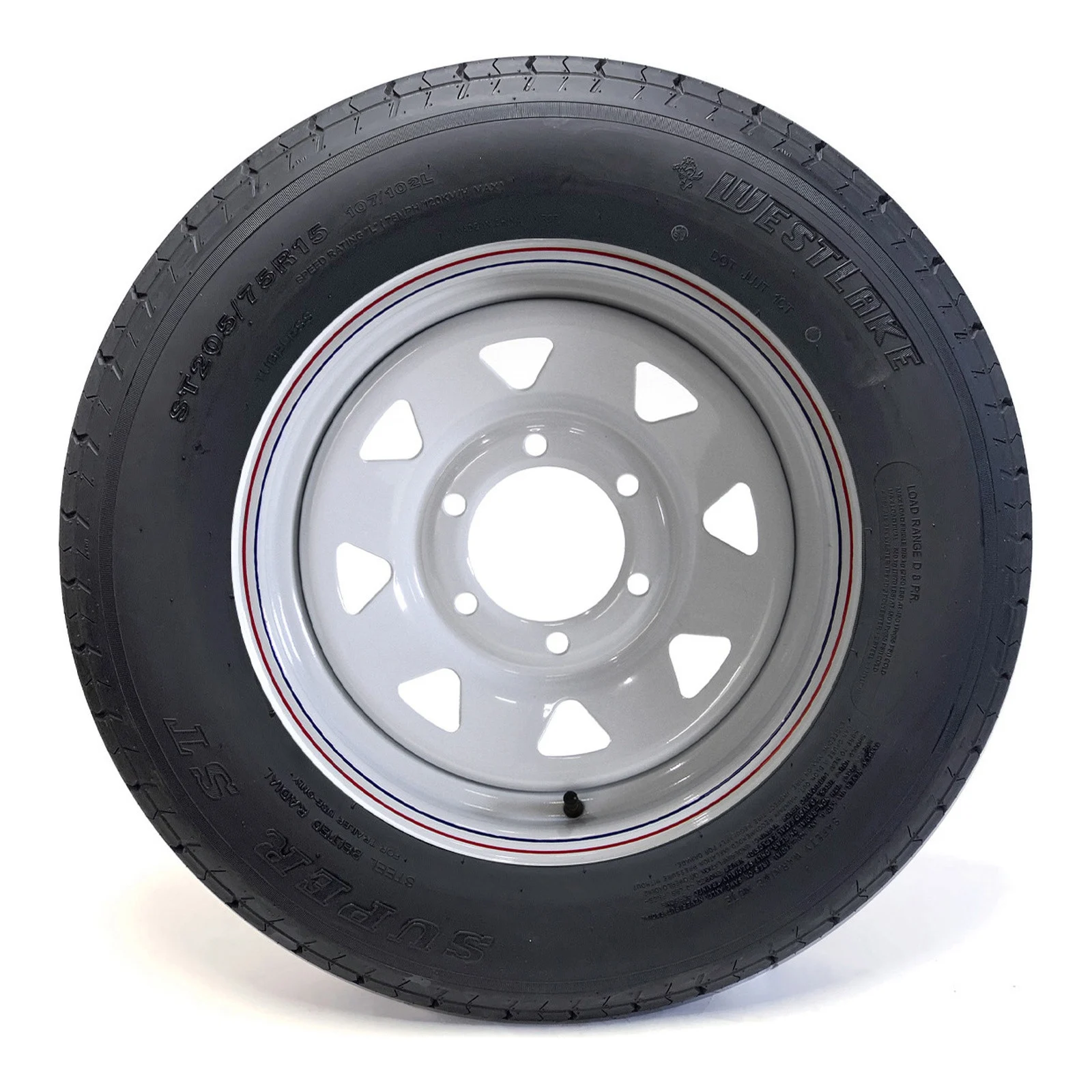 Pneu Radial Westlake 205/75R15 8 Plis sur Jante Rally Blanche 6 trous