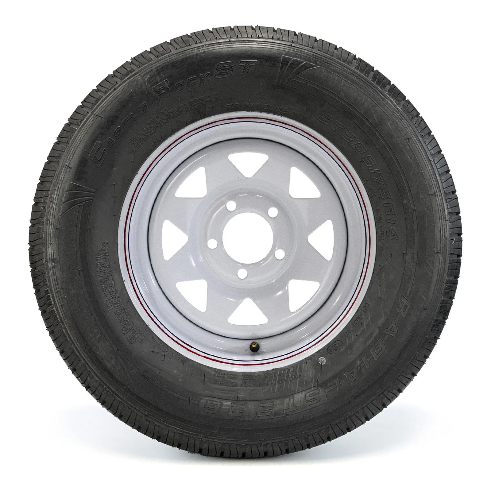 Pneu Radial Castle Rock 205/75R14 8 Plis sur Jante Rally Blanche 5 trous